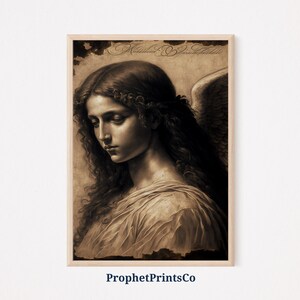 Vintage Angel Painting Poster Print | Catholic Religious Wall Art | Inspired By Da Vinci | Angels | Printable Wall Art | DIGITIAL DOWNLOAD