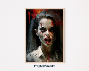 Vampire Painting Poster Print | Dark Academia Wall Art | Halloween Decor Gift | Gothic Home Décor | Printable Wall Art | Digital Download