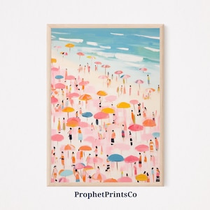 Pink Beach Print | Pink Wall Art | Girly Wall Art | Girly Beach Print | Preppy Aesthetic Room Decor | Printable Wall Art | Digital Download