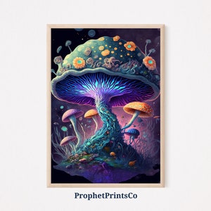Trippy Mushroom Poster Print | Psychedelic Wall Art | Mushroom Lover Gift | Colorful Home Décor | Printable Wall Art | DIGITIAL DOWNLOAD
