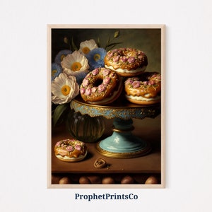 Donuts Painting Poster Print | Modern Kitchen Wall Art | Food Lover Gift | Doughnut Home Décor | Printable Wall Art | DIGITIAL DOWNLOAD