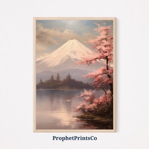 Soft Tonal Mount Fuji Oil Painting | Japanese Wall Art | Fuji Poster | Mount Fuji Japan Home Décor | Printable Wall Art | Digital Download