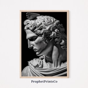 Monochrome Alexander The Great Poster Print | Ancient Greek Wall Art | B&W | Greek King Home Décor | Printable Wall Art | DIGITIAL DOWNLOAD