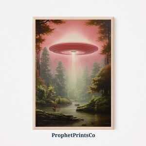 Ufo Spaceship Artwork | Vintage 1950&#39;S Inspired Roswell Ufo Sighting | Ufo Art Print | Flying Saucer | Printable Wall Art | Digital Download