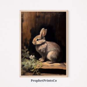 Vintage Easter Bunny Poster Print | Oil Painting Wall Art | Easter Gift | Easter Bunny Home Décor | Printable Wall Art | Digital Download