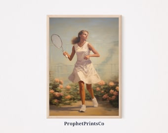 Stampa poster da tennis anni '90 / Arte da parete da tennis vintage / Palla da tennis estetica / Arredamento per la casa di poster sportivi / Arte da parete stampabile / Download digitale