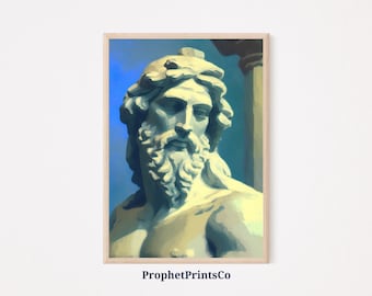 Griechische Statue Ölgemälde Print | Ästhetische Wandkunst | David Statue | Griechische Mythologie Wohnkultur | Druckbare Wandkunst | Digitaler Download