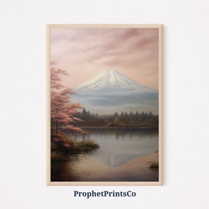 Soft Tonal Mount Fuji Oil Painting | Japanese Wall Art | Fuji Poster | Mount Fuji Japan Home Décor | Printable Wall Art | Digital Download