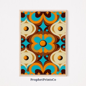 Retro 70s Pattern Poster Print | Vintage Hippie Wall Art | Gift For Hippie | Mid Century Home Décor | Printable Wall Art | DIGITIAL DOWNLOAD
