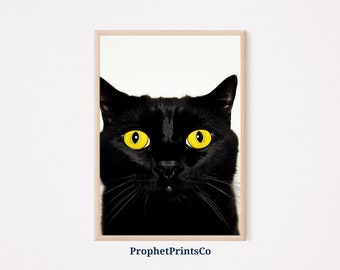 Funny Black Cat Print | Cat Poster | Funny Cat Art | Cat Illustration | Fine Art Unique Cats Print | Printable Wall Art | Digital Download
