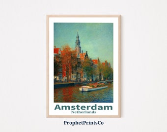 Amsterdam Cityscape Poster Print | Netherlands Travel Wall Art | Amsterdam Travel Print Home Décor | Printable Wall Art | DIGITIAL DOWNLOAD