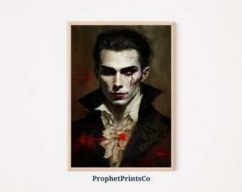 Vampire Painting Poster Print | Dark Academia Wall Art | Halloween Decor Gift | Gothic Home Décor | Printable Wall Art | Digital Download