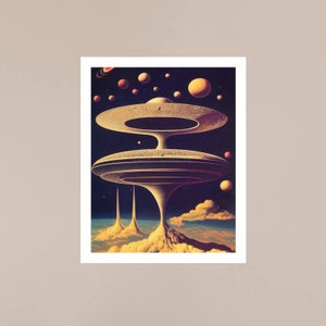 DIGITIAL DOWNLOAD Surreal UFOs Poster Print Flying Saucer Wall Art UFO Lover Gift Space & Alien Home Décor Printable Wall Art image 3