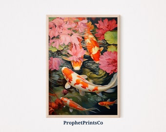 Koi Fish Print | Fish Digital Print | Japanese Feng Shui Art | Koi Fish Painting | Koi Wall Art | Printable Wall Art | Digital Download