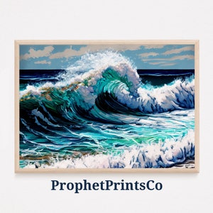 Ocean Waves Painting Print / Cute Beach Wall Art / Sea Lover Gift / Coastal Beach House Home Decor / Printable Wall Art / DIGITIAL DOWNLOAD