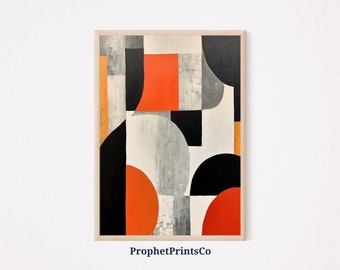 Impresión abstracta moderna de mediados de siglo / Arte de pared geométrico / Impresiones de arte moderno / Decoración minimalista para el hogar / Arte de pared imprimible / Descarga digital