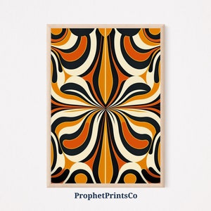 Retro 70s Pattern Poster Print | Vintage Hippie Wall Art | Gift For Hippie | Mid Century Home Décor | Printable Wall Art | DIGITIAL DOWNLOAD