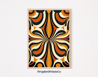 Retro 70s Pattern Poster Print | Vintage Hippie Wall Art | Gift For Hippie | Mid Century Home Décor | Printable Wall Art | DIGITIAL DOWNLOAD