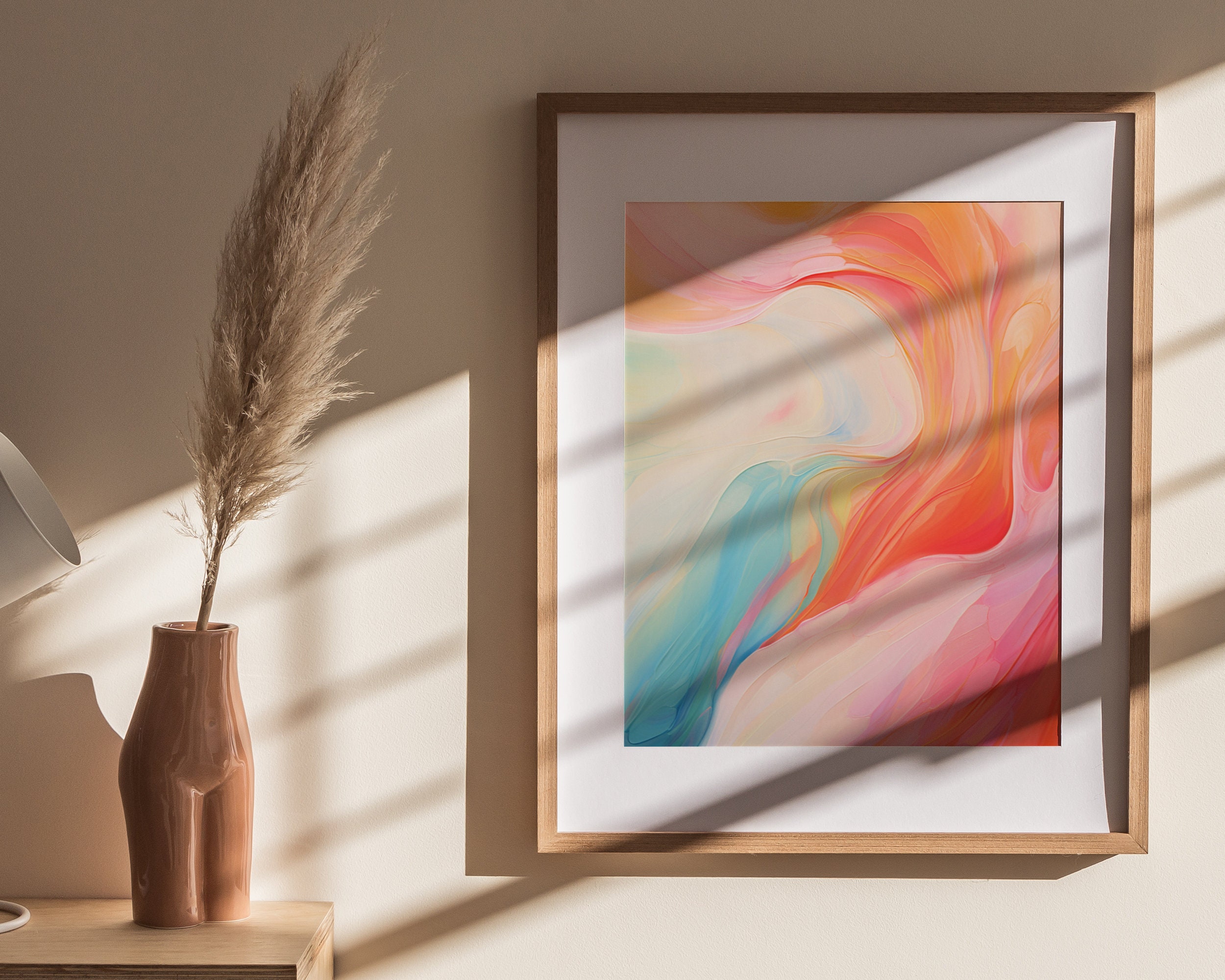 Neon Art Print Contempoary Art Instant Art Print Geometric Wall Art ...