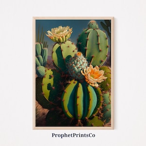 Cactus Oil Painting Poster Print | Southwestern Wall Art | Mexico Gift | Mexican Latino Home Décor | Printable Wall Art | DIGITIAL DOWNLOAD