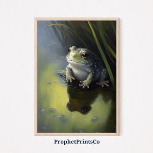 Cute Frog Poster Print | Unique Green Wall Art | Aesthetic Artwork Gift | Retro Frog Home Décor | Printable Wall Art | Digital Download