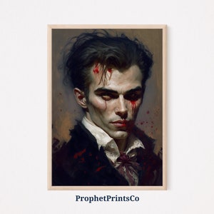 Vampire Painting Poster Print | Dark Academia Wall Art | Halloween Decor Gift | Gothic Home Décor | Printable Wall Art | Digital Download