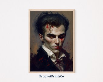 Vampire Painting Poster Print | Dark Academia Wall Art | Halloween Decor Gift | Gothic Home Décor | Printable Wall Art | Digital Download