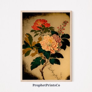Japanese Flower Poster Print | Vintage Flower Wall Art | Flower Lover Gift | Botanical Home Décor | Printable Wall Art | DIGITIAL DOWNLOAD