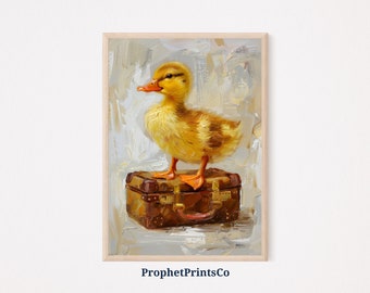 Schattige eend poster afdrukken | Kinderkamer kunst aan de muur | Dierenliefhebber cadeau | Kinderkamer woondecoratie | Afdrukbare muurkunst | Digitaal downloaden