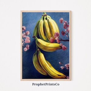 DIGITIAL DOWNLOAD Banana Painting Poster Print | Kitchen Wall Art | Inspired By Monet | Tropical & Botanical Room Décor | Printable Wall Art