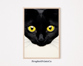 Funny Black Cat Print | Cat Poster | Funny Cat Art | Cat Illustration | Fine Art Unique Cats Print | Printable Wall Art | Digital Download