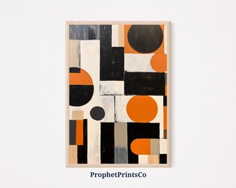Impresión abstracta moderna de mediados de siglo / Arte de pared geométrico / Impresiones de arte moderno / Decoración minimalista para el hogar / Arte de pared imprimible / Descarga digital