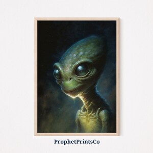 Friendly Alien Poster Print | Cute Space Wall Art | Alien Lover Gift | Retro Modern UFO Home Décor | Printable Wall Art | DIGITIAL DOWNLOAD