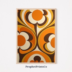 Retro 70s Pattern Poster Print | Vintage Hippie Wall Art | Gift For Hippie | Mid Century Home Décor | Printable Wall Art | DIGITIAL DOWNLOAD