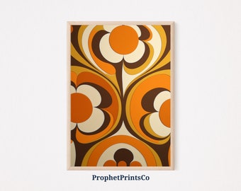 Retro 70s Pattern Poster Print | Vintage Hippie Wall Art | Gift For Hippie | Mid Century Home Décor | Printable Wall Art | DIGITIAL DOWNLOAD