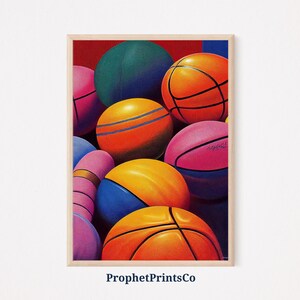 Basketball Pop Art Poster Print | Slam Dunk Wall Art | Inspired By Warhol | Modern Teen Home Décor | Printable Wall Art | DIGITIAL DOWNLOAD