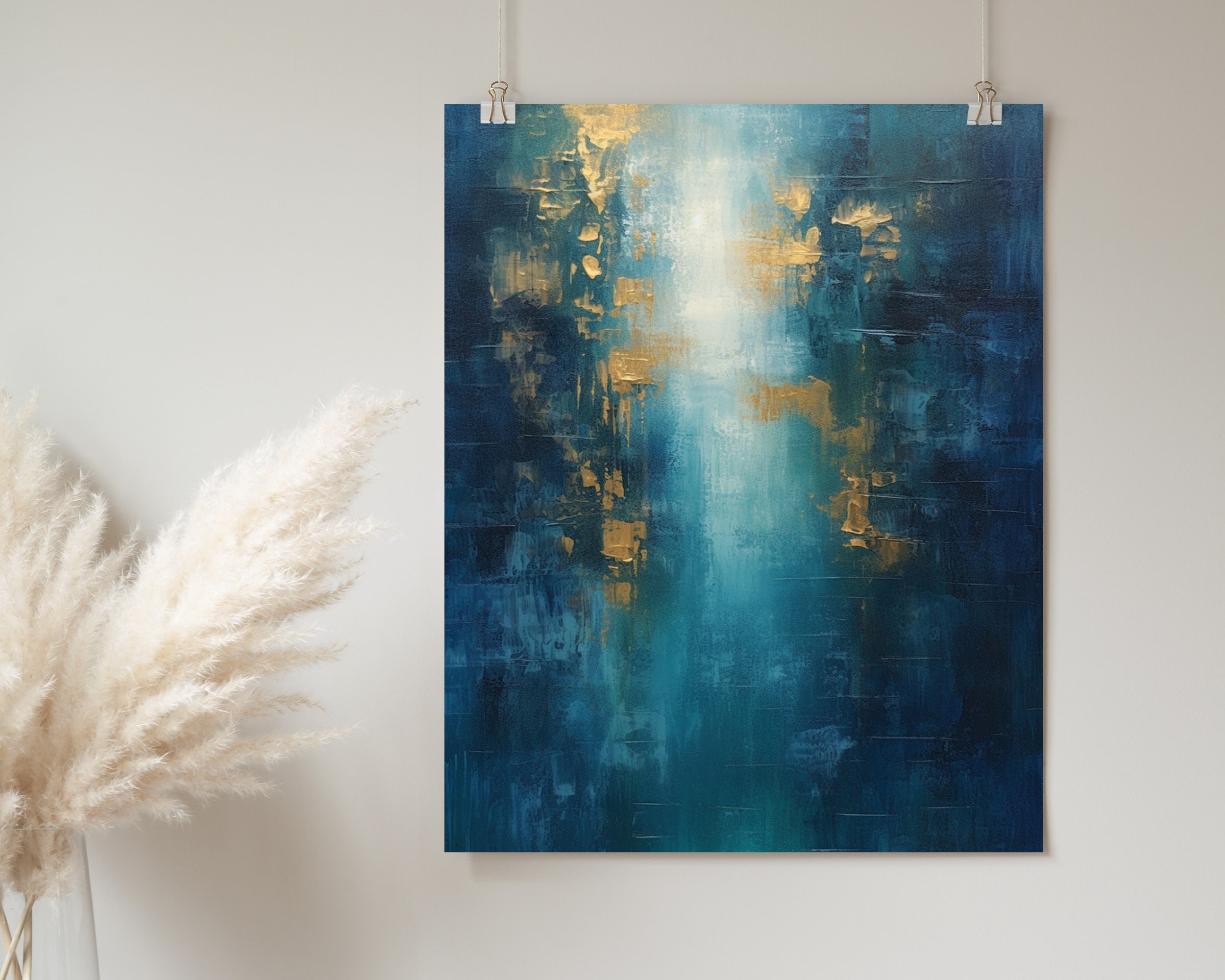 Blue and Gold Abstract Print | Modern Wall Art | Abstract Canvas Art ...