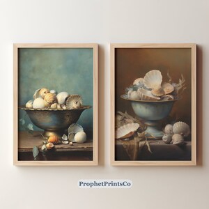 Set Of 2 Vintage Seahell Painting Prints | Original Antique Print | Coastal Wall Decor | Beach Decor | Digital Download | Printable Wall Art