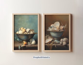 Set Of 2 Vintage Seahell Painting Prints | Original Antique Print | Coastal Wall Decor | Beach Decor | Digital Download | Printable Wall Art
