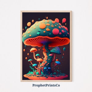 Trippy Mushroom Poster Print | Psychedelic Wall Art | Mushroom Lover Gift | Colorful Home Décor | Printable Wall Art | DIGITIAL DOWNLOAD