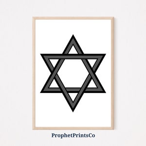 Schwarzer Davidstern Religiöse Wanddekoration | Einfache jüdische Wandkunst | Fledermaus Mitzwa Geschenk | Judentum Dekor | Druckbare Wandkunst | Digitaler Download