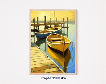 Vintage Coastal Poster Print | Beach House Wall Art | Ocean Art Gift | Nautical Sailboat Home Décor | Printable Wall Art | Digital Download