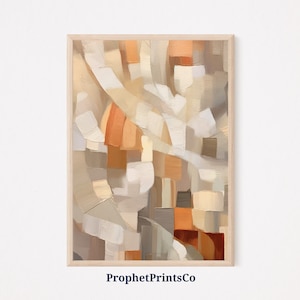 Impresión de pintura al óleo de tono tierra abstracta / Arte de pared Boho / Impresión naranja quemada / Decoración del hogar de terracota / Arte de pared imprimible / Descarga digital