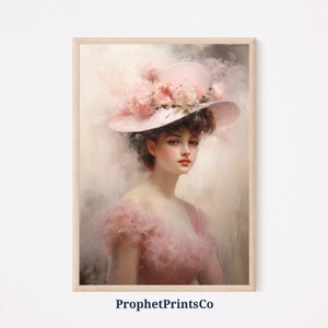 Coquette Vintage Lady Print | Coquette Aesthetic Wall Art | Pink Preppy | Cute Girly Bows Home Décor | Printable Wall Art | Digital Download