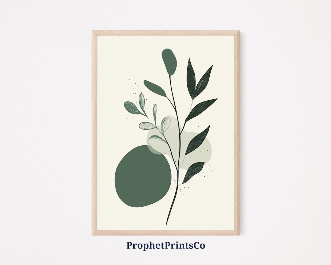 Minimalist Botanical Art | Modern Plant Wall Art | Greenery Abstract ...