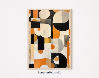 Impresión abstracta moderna de mediados de siglo / Arte de pared geométrico / Impresiones de arte moderno / Decoración minimalista para el hogar / Arte de pared imprimible / Descarga digital