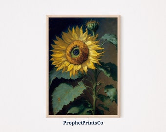 Sunflower Painting Poster Print | Original Floral Wall Art | Gift For Her | Farmhouse Home Décor | Printable Wall Art | DIGITIAL DOWNLOAD