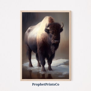 Bison Oil Painting Print | Original Animal Wall Art | Bison Art Print | Buffalo Home Décor | Printable Wall Art | Digital Download