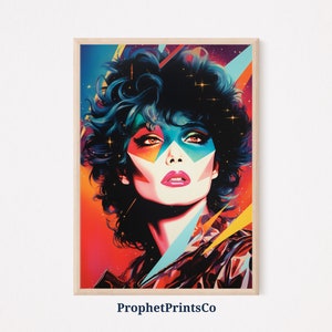 Retro Disco Print | Aesthetic 1980s Wall Art | Rainbow Art 80s Woman | Funky Disco Ball Home Décor | Printable Wall Art | Digital Download