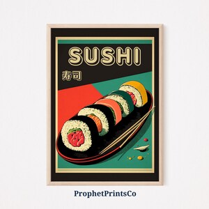 Sushi Pop Art Poster Print | Cute Kitchen Wall Art | Sushi Lover Gift | Japanese Food Home Décor | Printable Wall Art | DIGITIAL DOWNLOAD